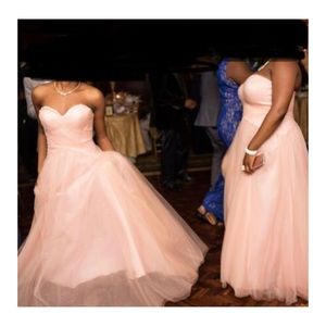 Blush pink strapless tulle dress